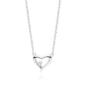 Colier argint inima cu piatra DiAmanti Z1765N-DIA (Argint 925‰ 2,1 g.)